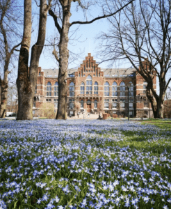 Historiska byggnader och kullerstensmiljö vid Lunds universitet